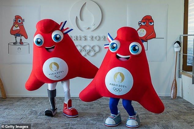 Paris's 2024 Olympic 'hat' mascot likened to 'clitoris in trainers' | Daily  Mail Online