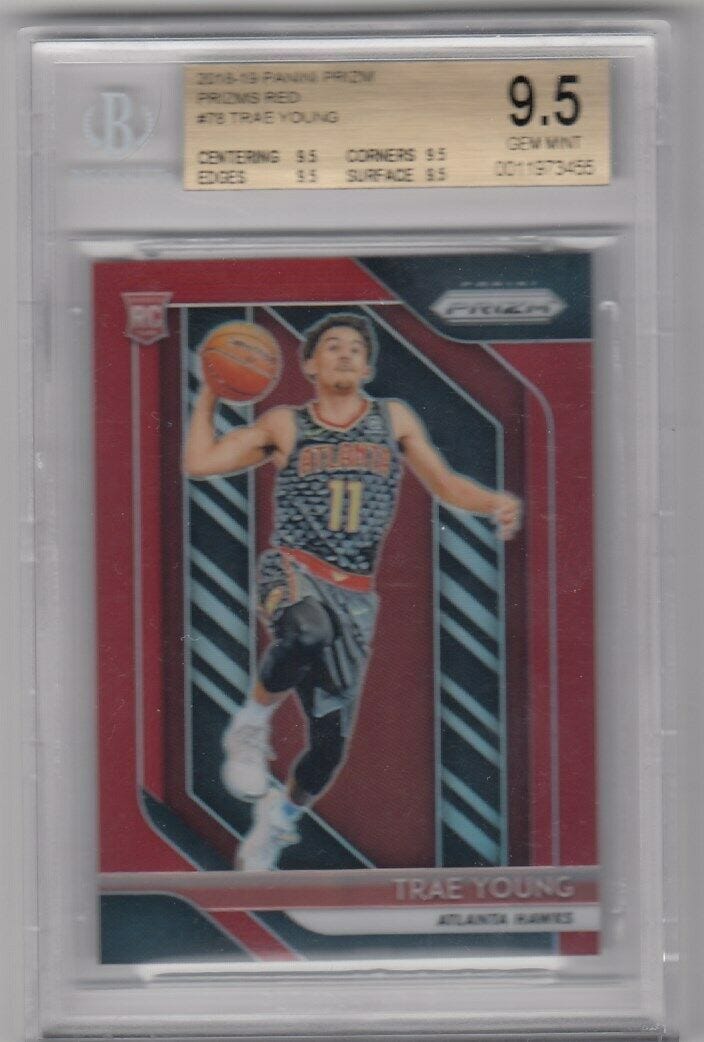 Image 1 - Trae-Young-2018-19-Panini-Prizm-Rookie-RC-Red-069-299-BGS-9-5-Gem-Mint-PSA-10