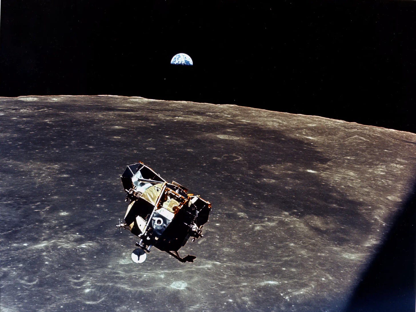 Apollo 10 craft orbiting the moon