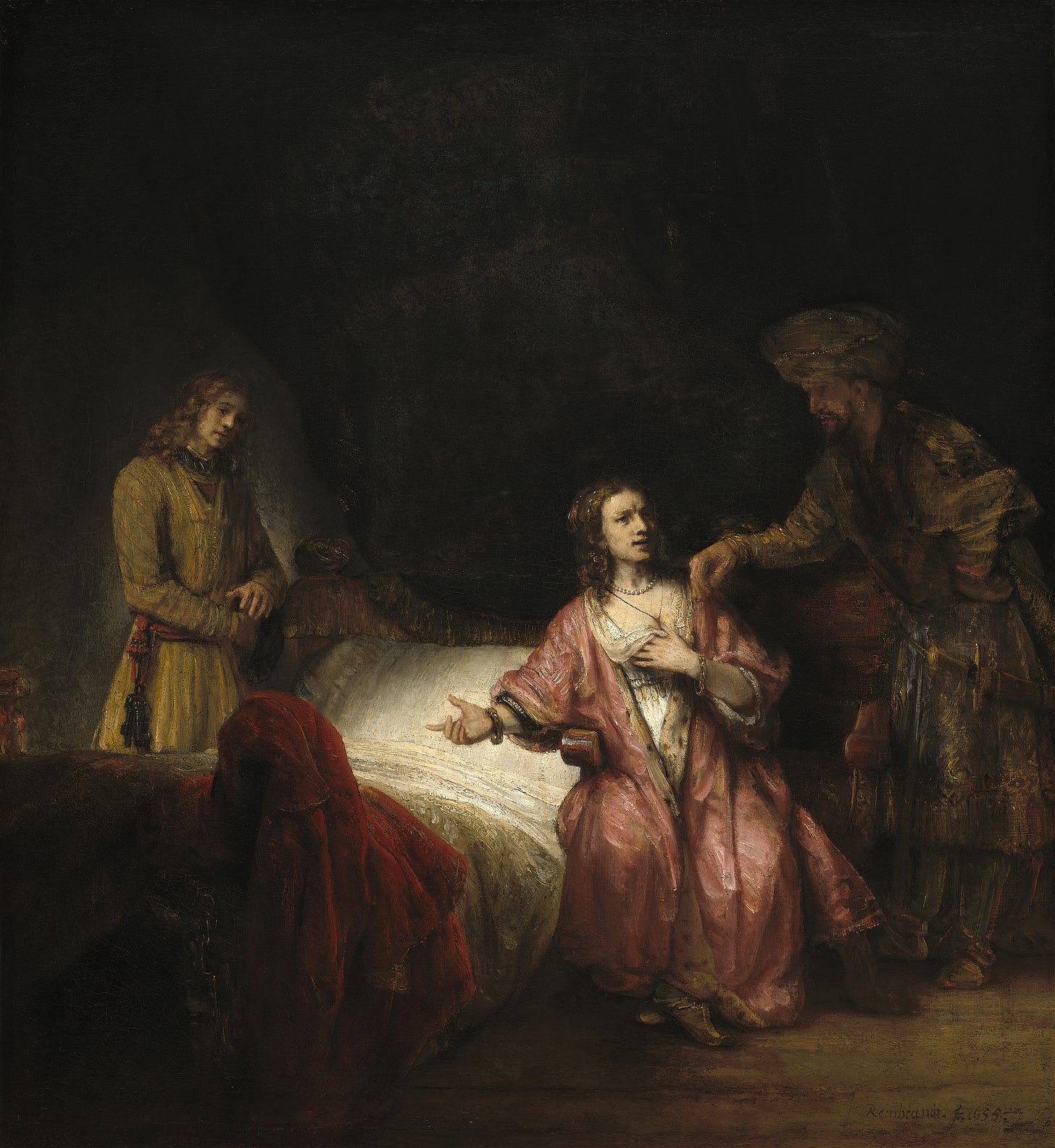 Joseph Accused by Potiphar’s Wife (1655) by Rembrandt van Rijn