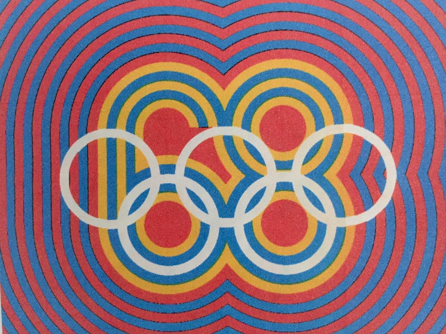 Pôster com o símbolo dos Jogos Olímpicos de 1968.