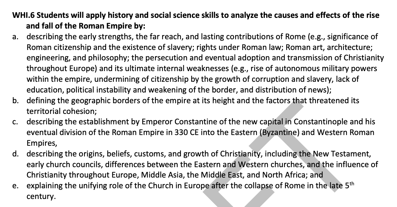 fall of rome in new standards