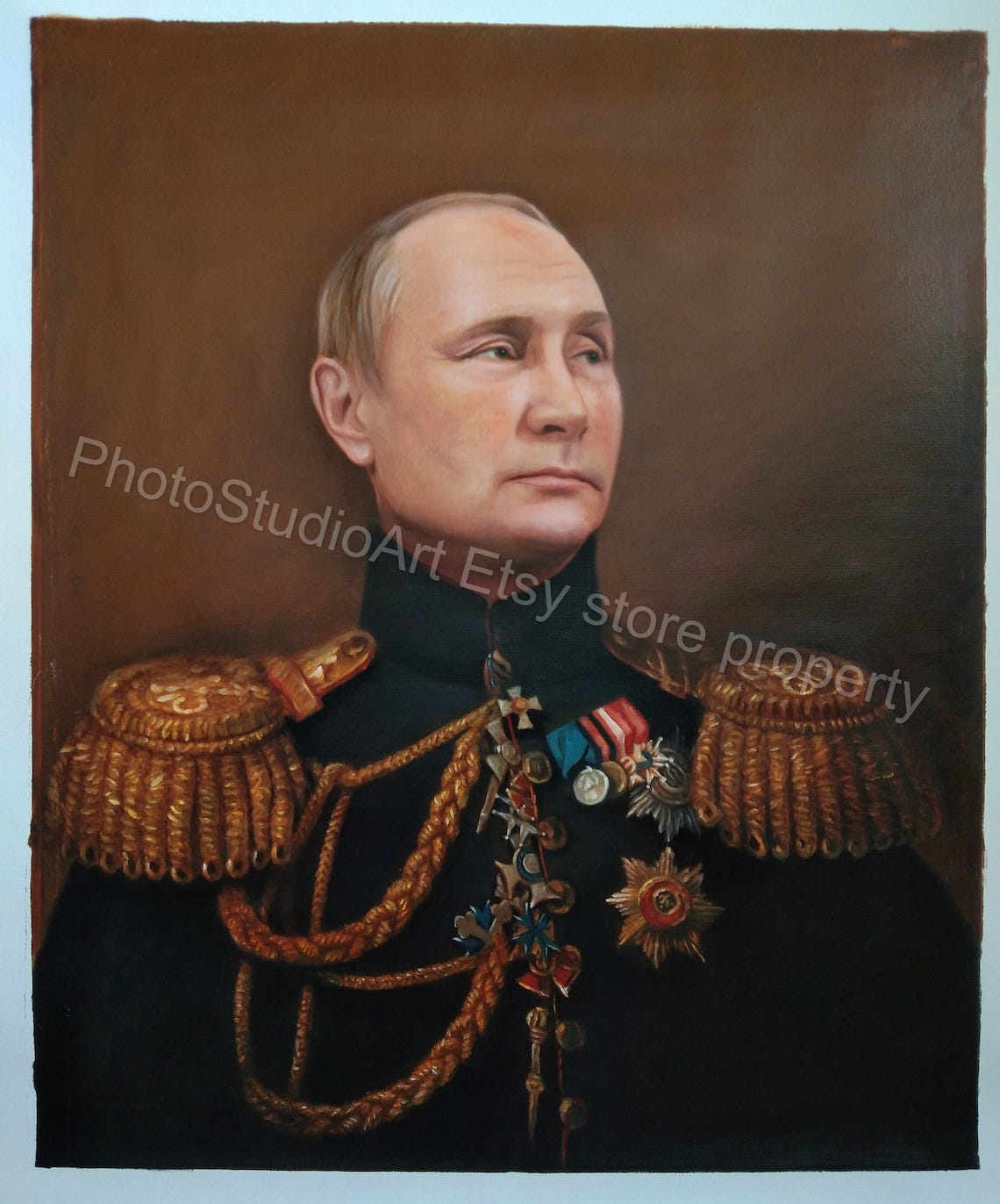 Original General Putin Portrait Art 100% Hand Painted Oil image 1