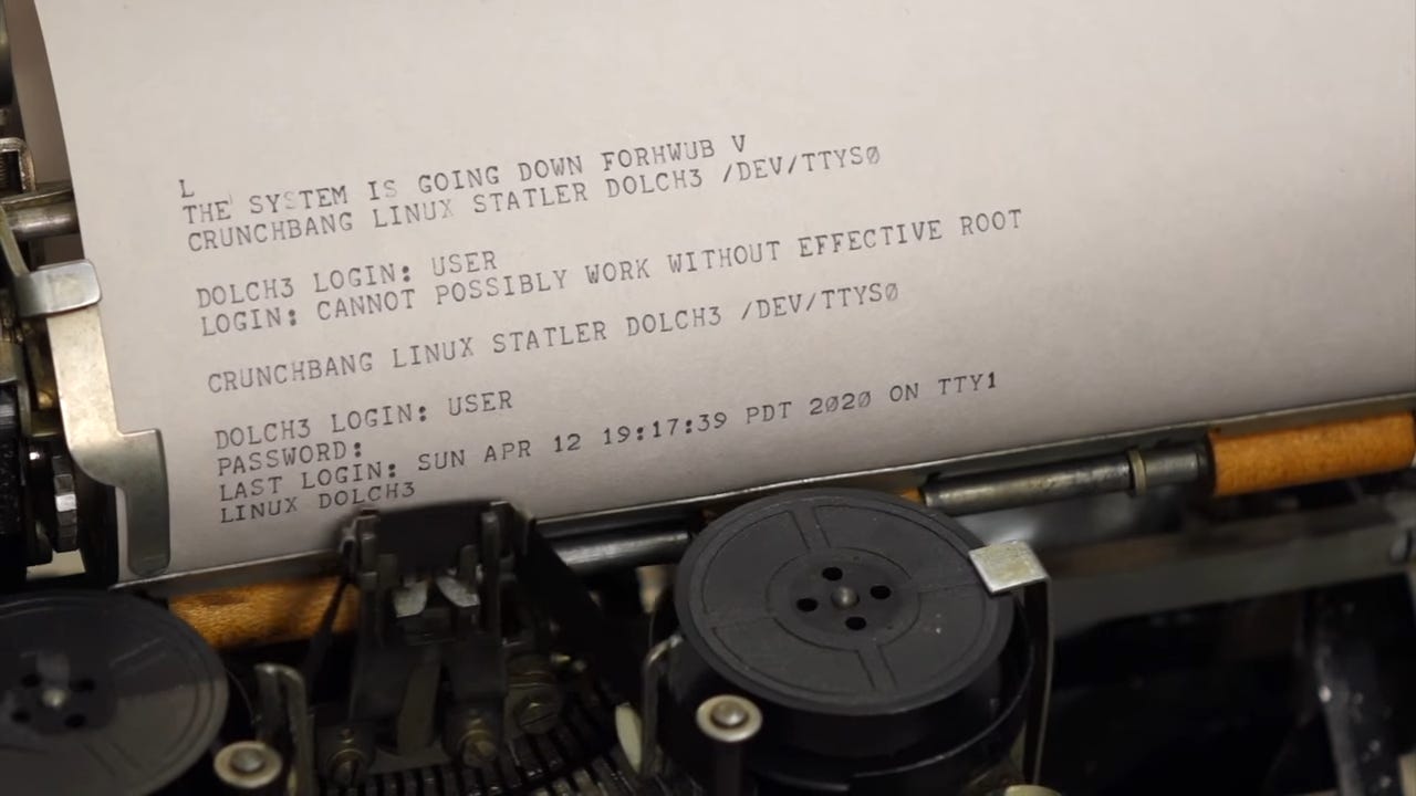 Linux running on 1930s teletype