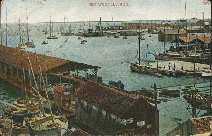 Vintage Postcard View of Key West Harbor