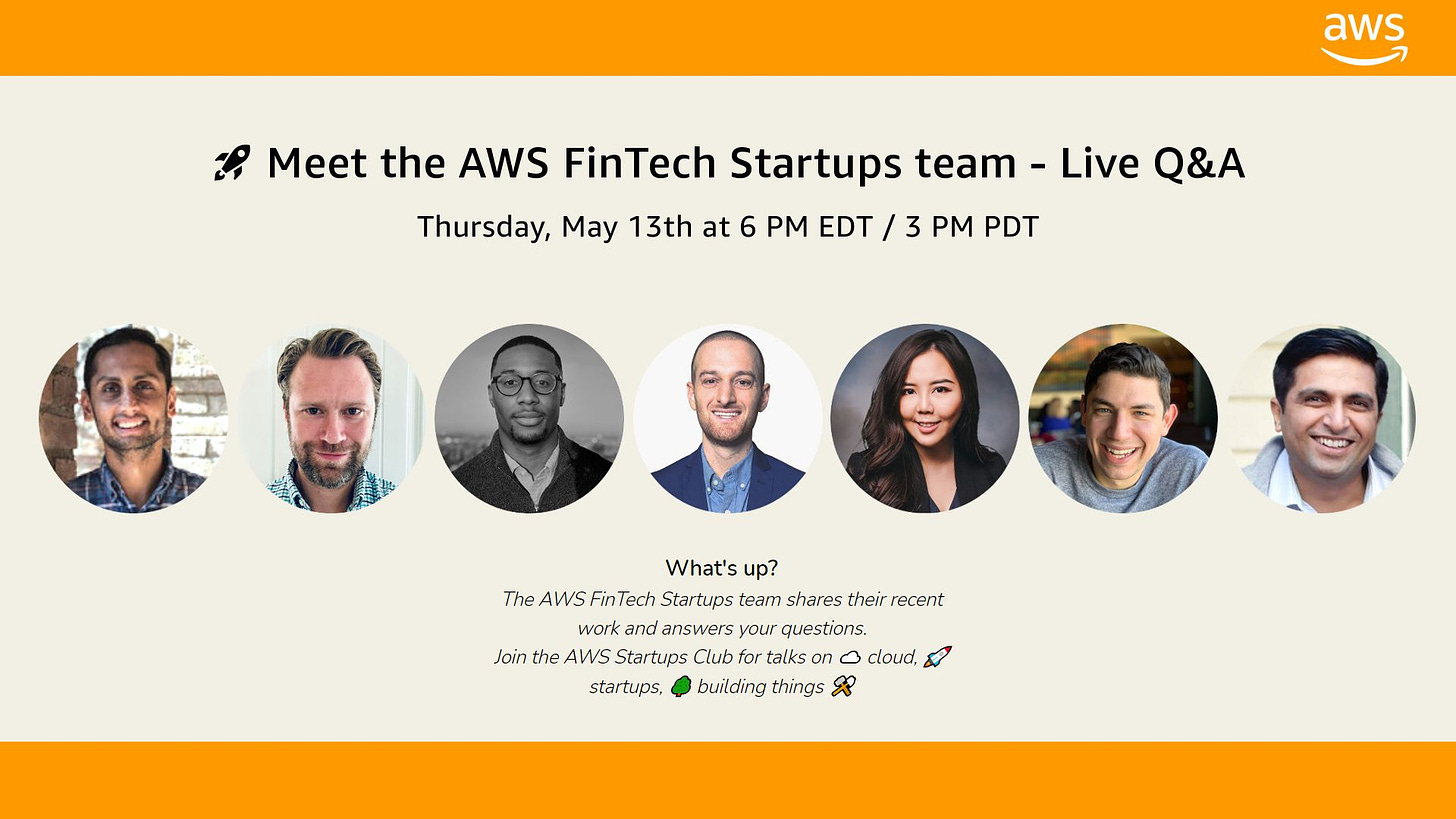 AWS FinTech Startups team on Clubhouse