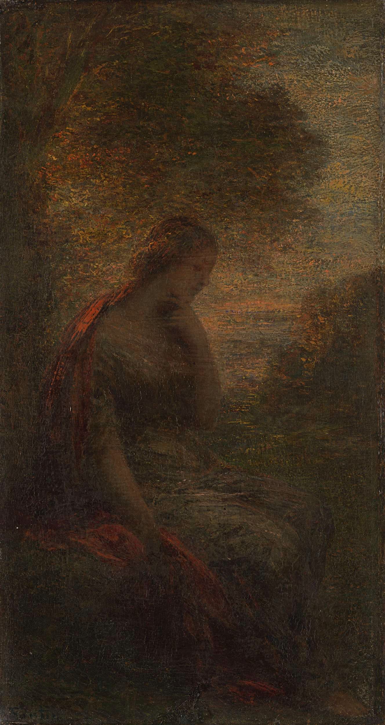 Young Woman under a Tree at Sunset, called 'Autumn'