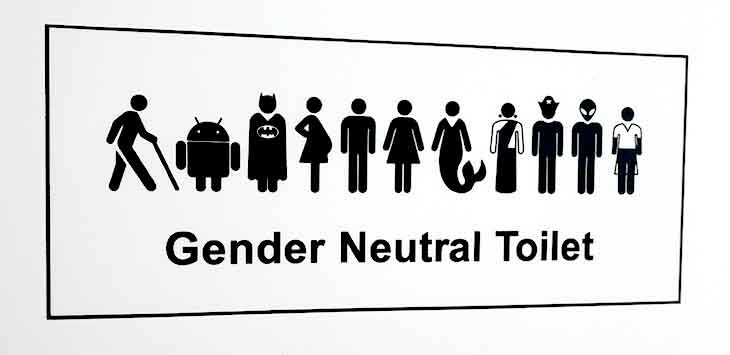 Photo of the sign on a gender-neutral toilet.