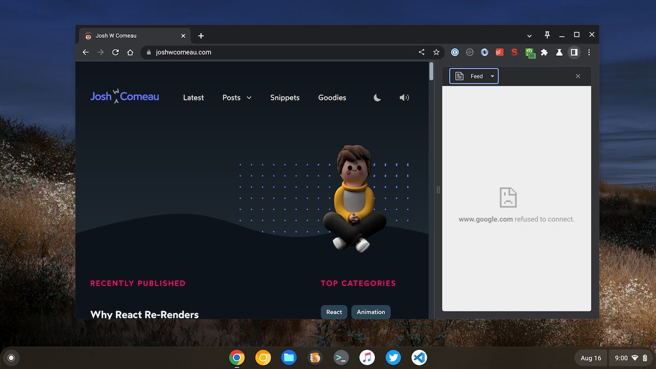 Feeds in ChromeOS 106 side panel to have RSS