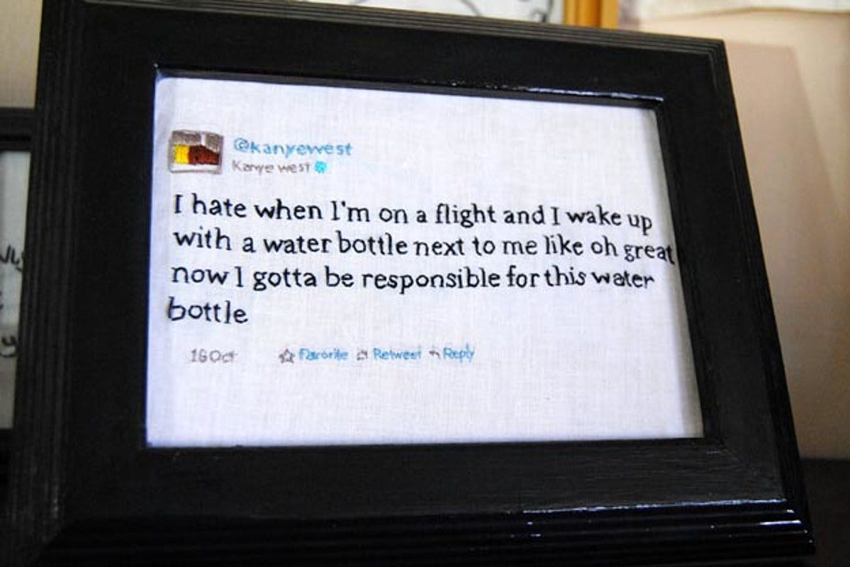 Hand-Stitched Kanye West Tweet Sells on Etsy