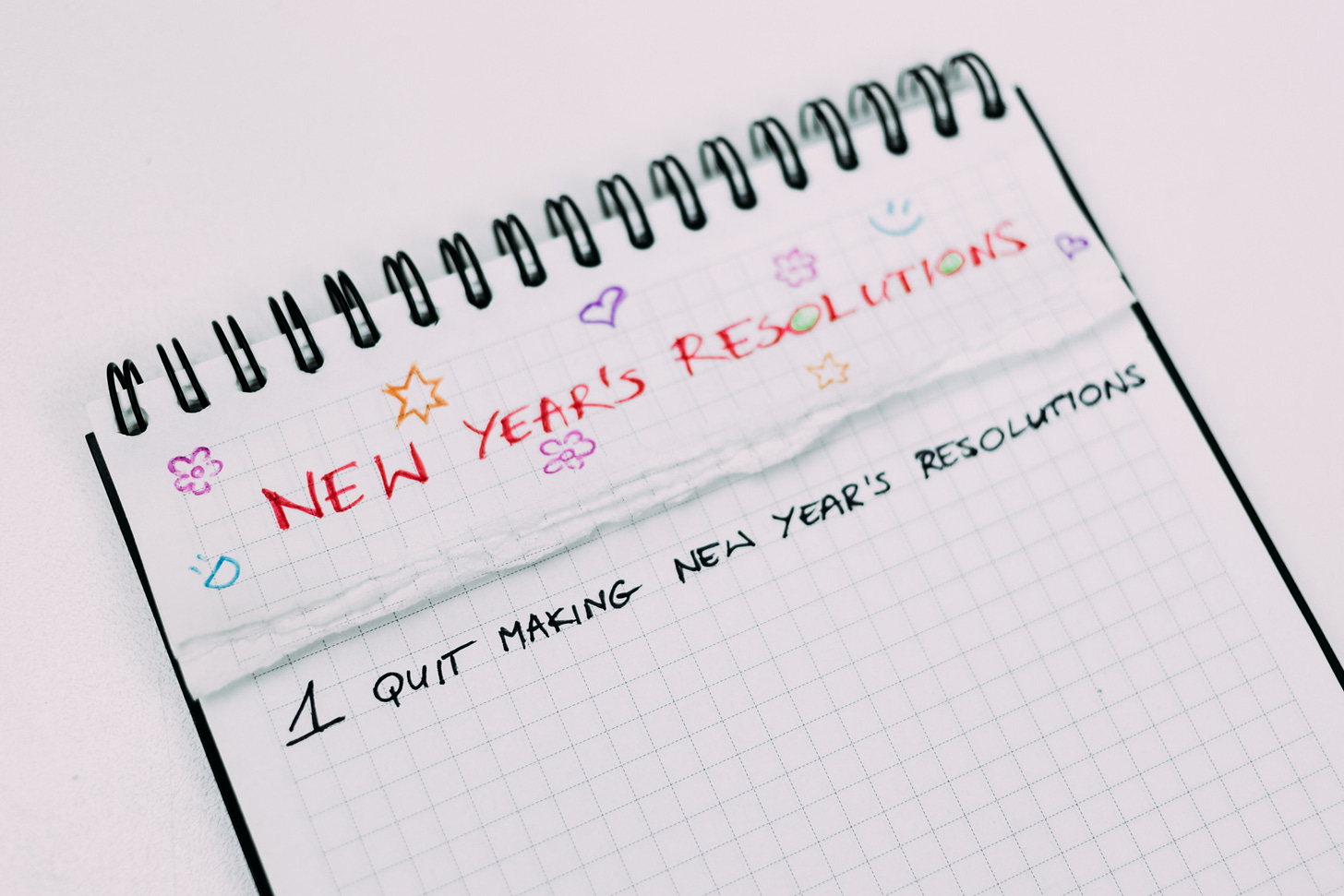 notepad saying: New Year's Resolutions