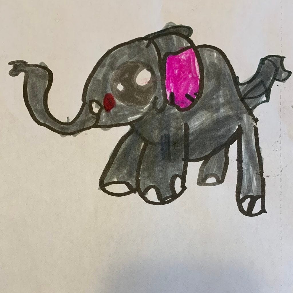 Drawing of an elephant.