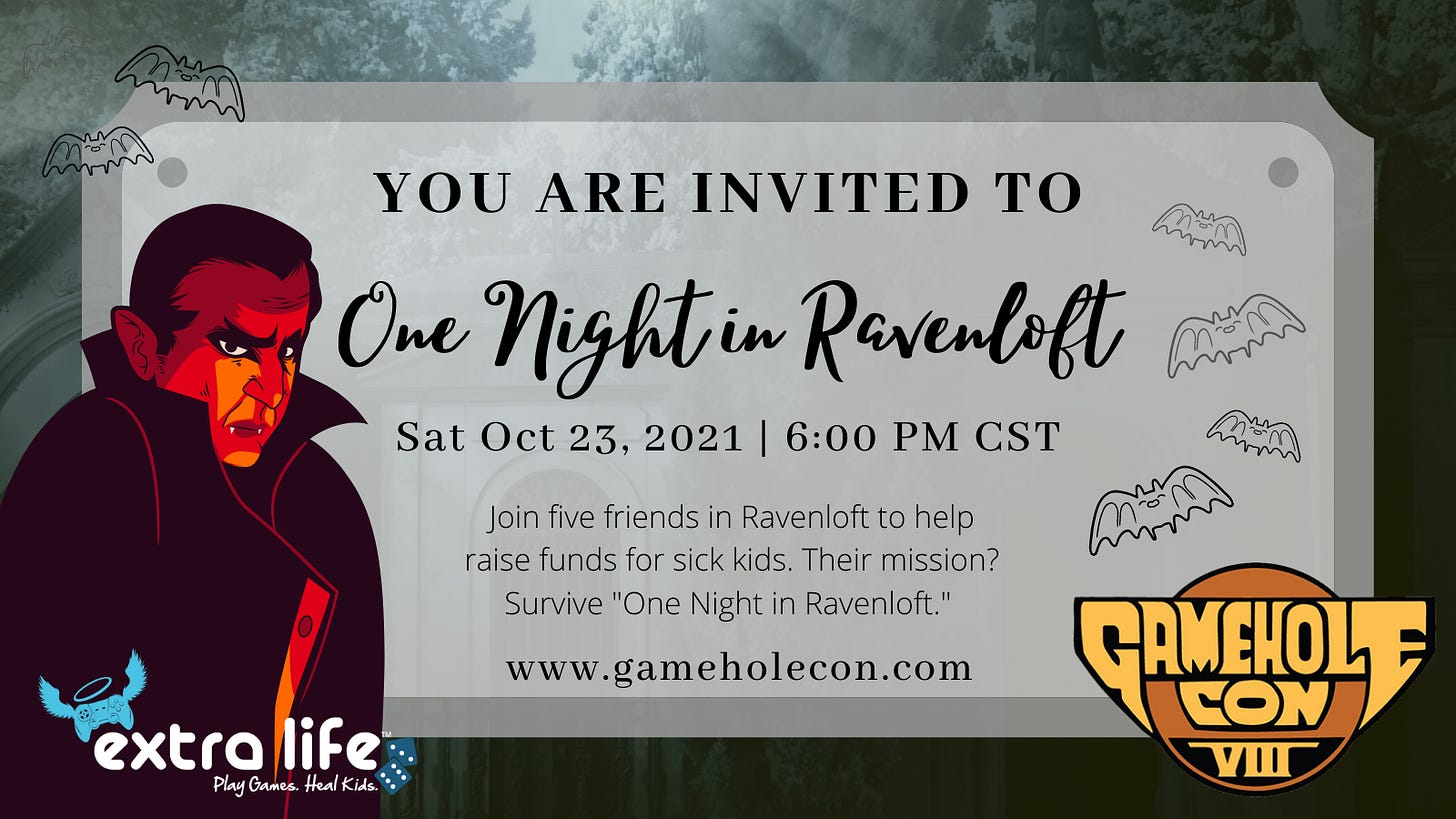 One Night in Ravenloft | Saturday October 23 | 6pm CST | GameHoleCon