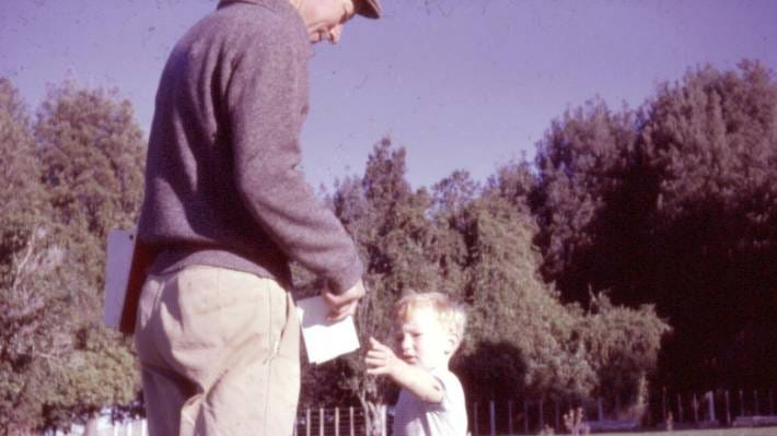 A young David Slack would trail around after his father Tony all over the farm in his little gumboots.