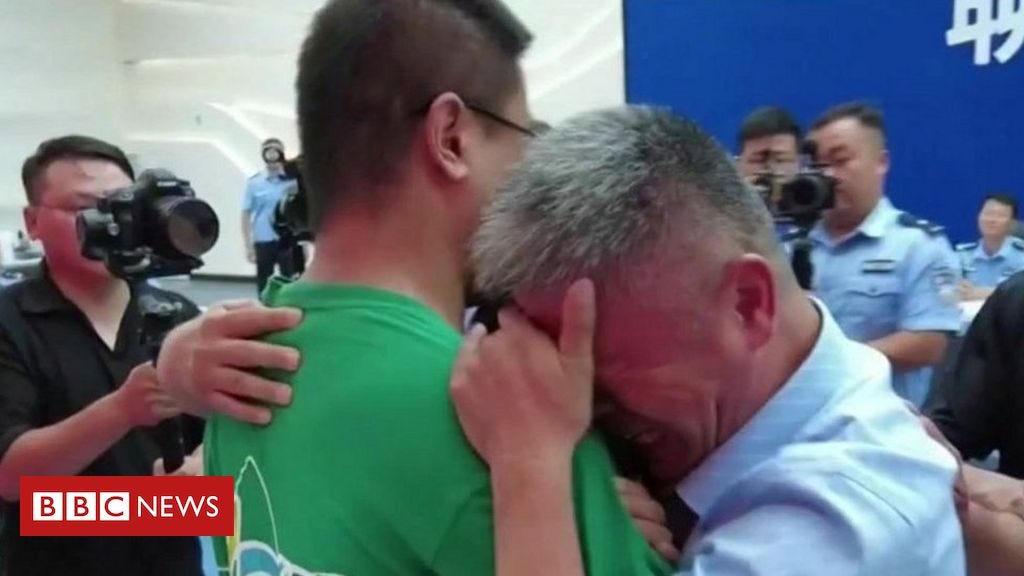 Man in China reunited with son snatched 24 years ago - BBC News
