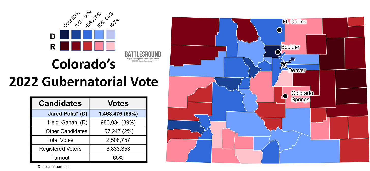 Colorado's 2022 Gubernatorial Voting Map
