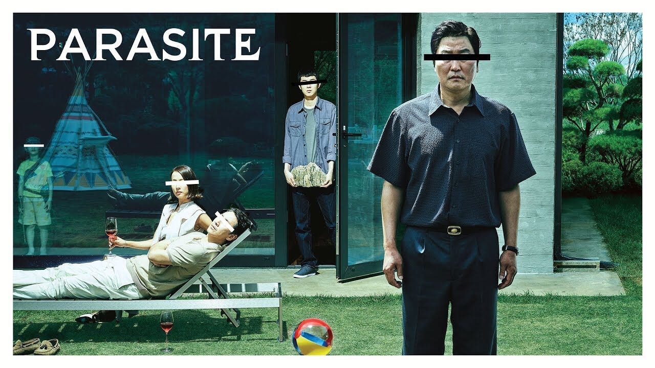A picture of the movie poster for Parasite.