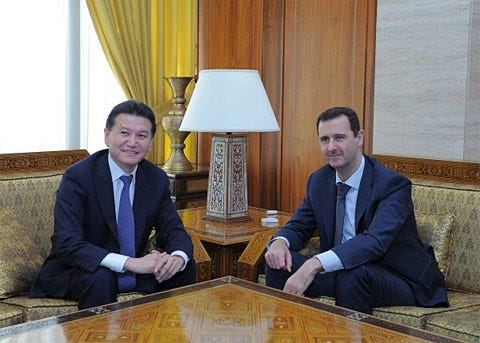 Ilyumzhinov visits Bachar Assad in Damascus | ChessBase