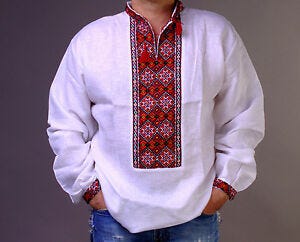 Vyshyvanka Mens Ukrainian HAND Embroidered White linen Hutsul Slavic shirt  S-4XL | eBay