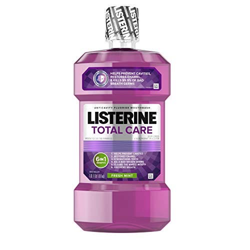 Amazon.com : Listerine Total Care Anticavity Mouthwash, 6 Benefit Fluoride  Mouthwash for Bad Breath and Enamel Strength, Fresh Mint Flavor, 1 L :  Mouthwashes : Beauty &amp; Personal Care