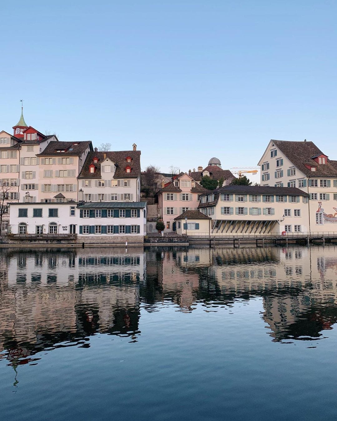 View of Zurich houses across the river