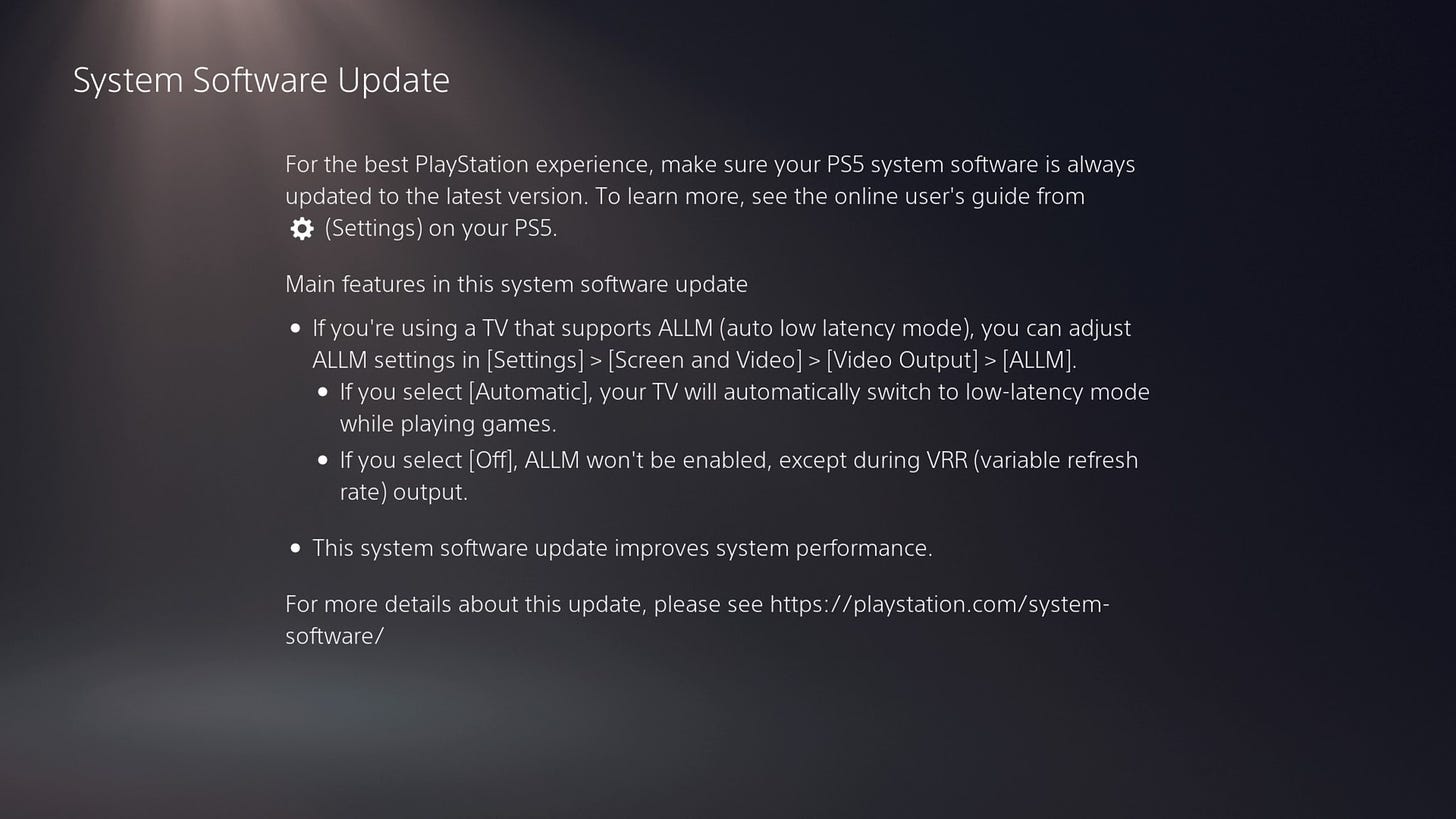 New PS5 update notes