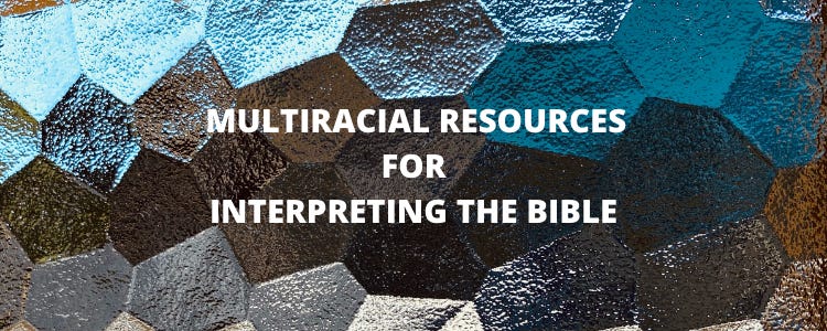 a multi-coloured mosaic with the words "multiracial resources for interpreting the bible"