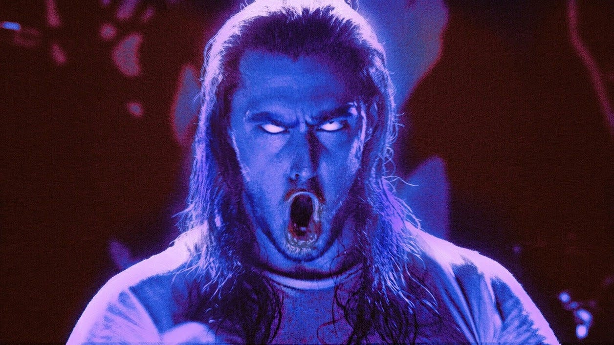 Andrew WK's haunted possession face in the Ever Again video