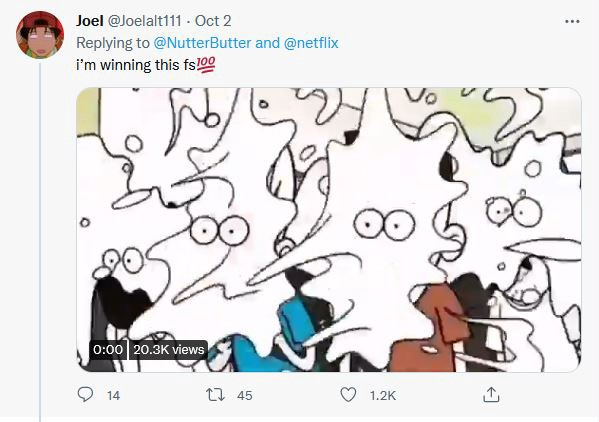 A reply featuring a short clip from Regular Show. It’s like a child has been asked to draw a Bukakke scene. Yeah, I didn’t need that image either, but it’s there now.