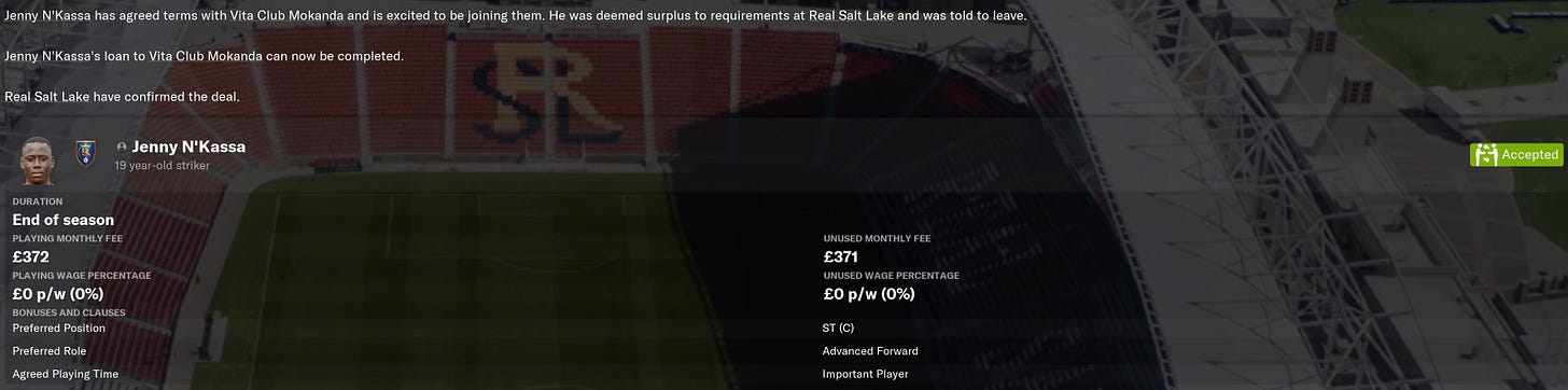 Football Manager 2021 Jenny N'Kassa Loan