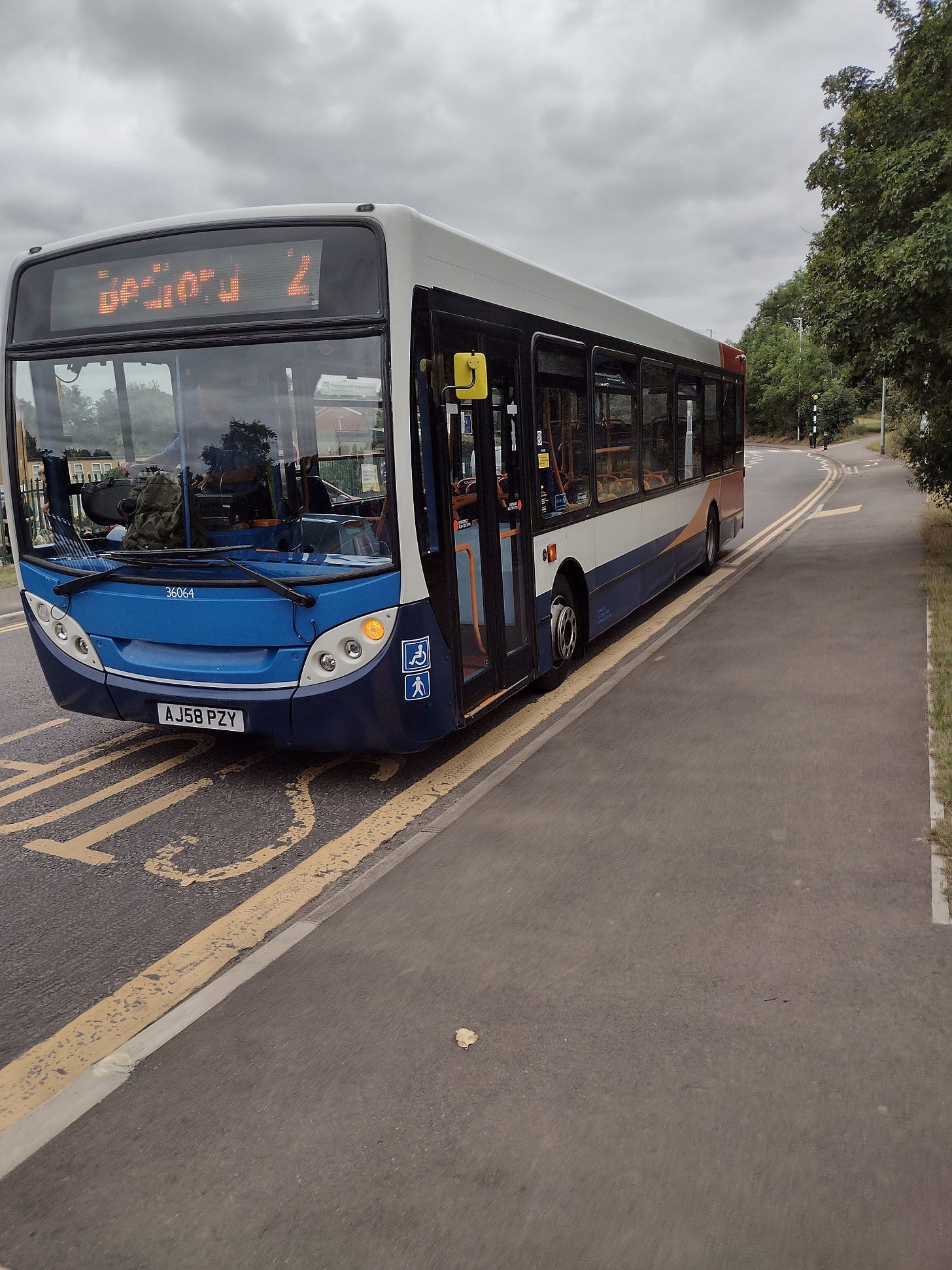 A bus on a street