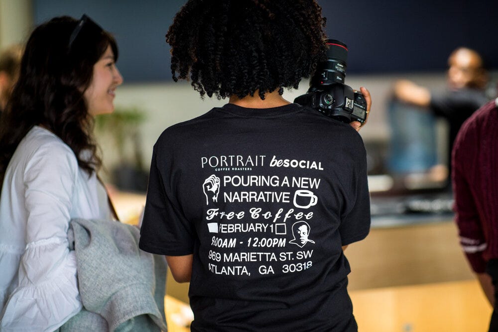 The official shirt for the Portrait Coffee Roasters pop-up event at beSOCIAL on February 1, 2020. (This is  Kiyah , official photographer for Portrait Coffee Roasters).