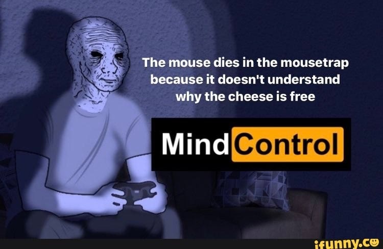 The mouse dies in the mousetrap because it doesn&#39;t understand why the cheese  is free Control) Mind - )
