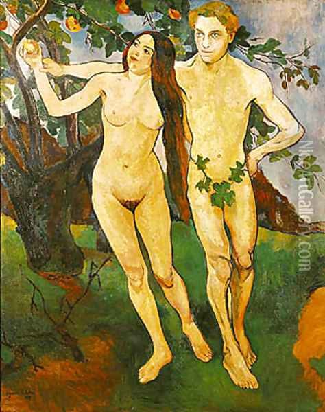 Adam and Eve, 1909 Oil Painting - Suzanne Valadon