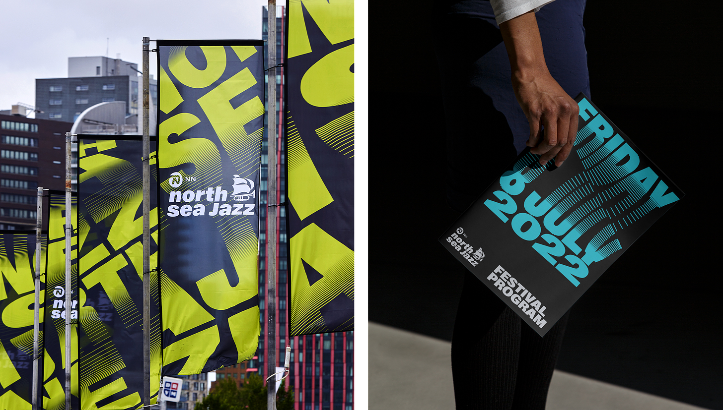 Motion identity, dynamic posters and print banners by Studio Dumbar for North Sea Jazz Festival in Rotterdam