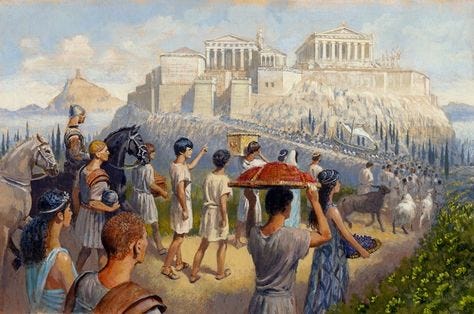 Esto es Argos! on Twitter: "Este peplo era mucho más grande que lo habitual  pues estaba destinado no ya a la escultura de Atenea Polias sino que a la  enorme estatua de