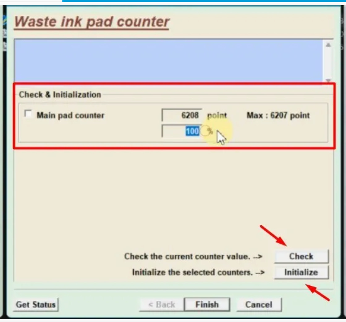 Screenshot of Epson Ink Pad Counter Reset