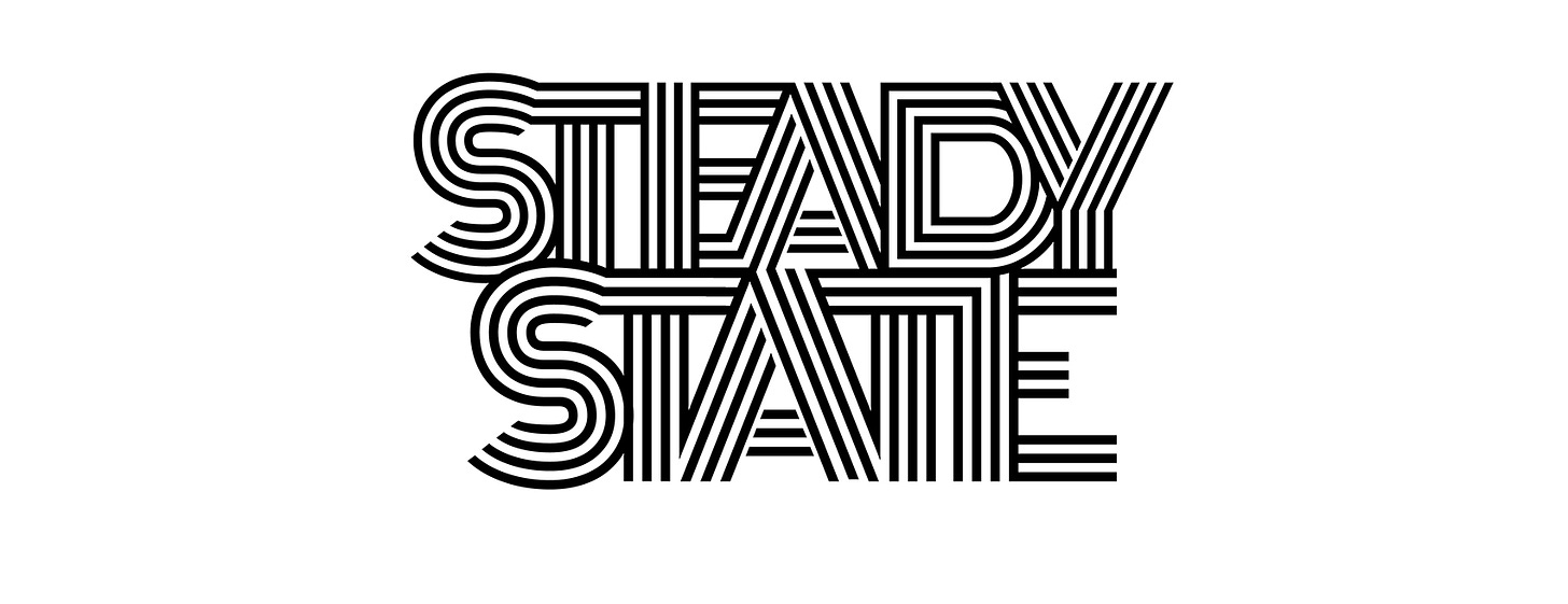 Steady State Coffee Logo. Black on white font.