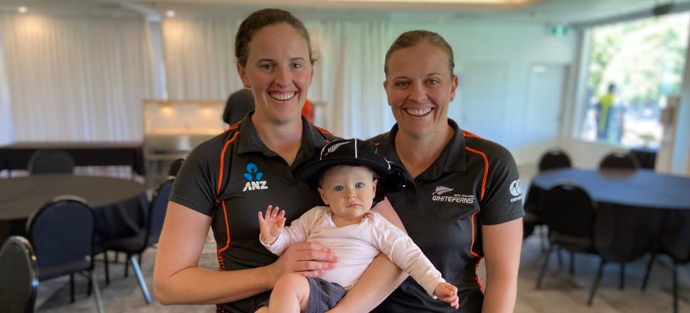 At 11 months old, Grace Satterthwaite has already spent a good chunk of her life on tour with her cricketing parents, White Ferns Amy Sattherthwaite and Lea Tahuhu. Photo: James Bennett. 