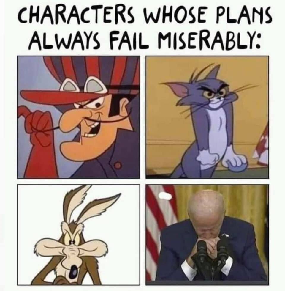 May be a cartoon of text that says 'CHARACTERS WHOSE PLANS ALWAYS FAIL MISERABLY:'