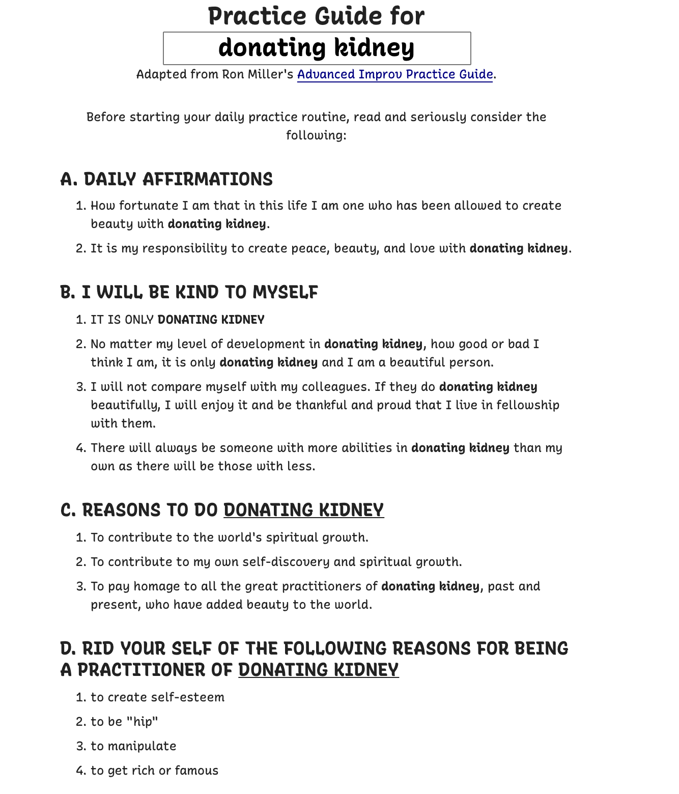 A screenshot of the Practice Guide for donating kidney. It's long, hit the link in the caption for the full text.