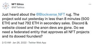 Blockverse NFT Rugpull: After Selling Out in 8 mins, Devs Took the Money  and Ran