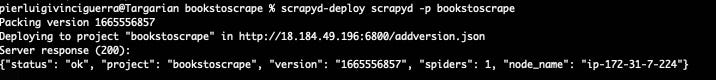 Scrapyd scraper deployed