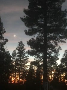 Moonrise Sunset View from my Idyllwild Studio this Evening.