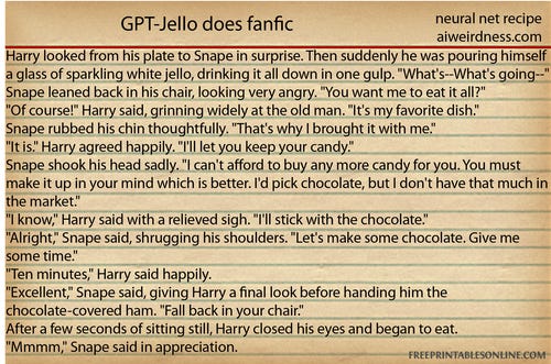 Harry looked from his plate to Snape in surprise. Then suddenly he was pouring himself a glass of sparkling white jello, drinking it all down in one gulp. 