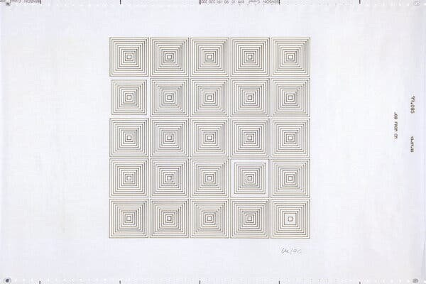 &ldquo;1% de d&eacute;sordre,&rdquo; a work by Vera Molnar from 1977 that was made with the help of a computer.