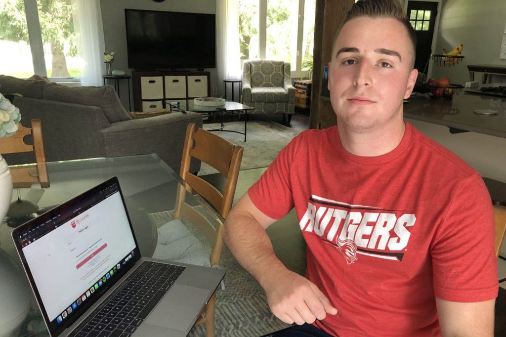 Logan Hollar has applied to be exempt from following Rutgers' vaccine mandate because he is studying from home.