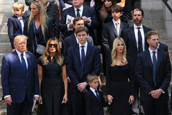 Former President Donald J. Trump and his family at Ivana Trump’s funeral.