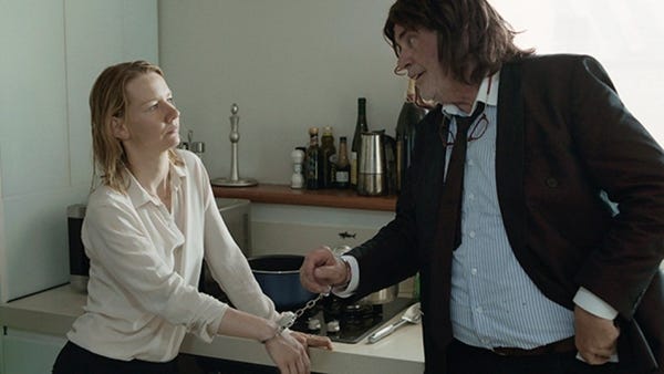 Ines (Sandra Hüller) and Winfried (Peter Simonischek) struggle to reconcile their father-daughter relationship in "Toni Erdmann," a 2016 Sony Pictures Classics release.