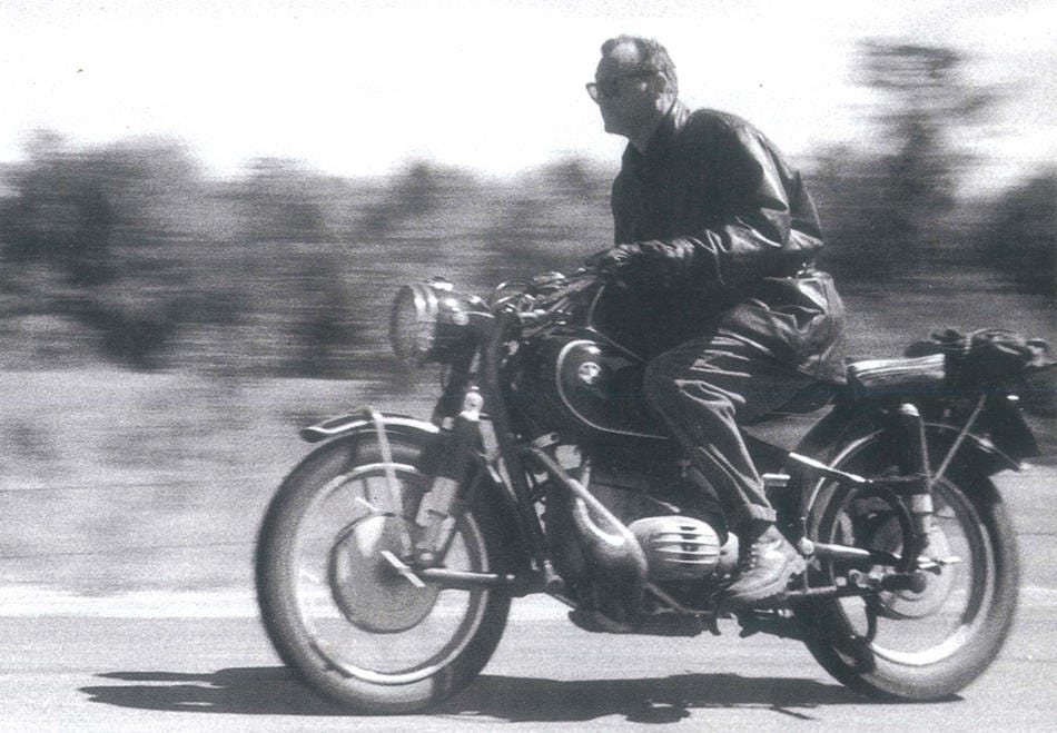 C. Wright Mills riding a motorcycle